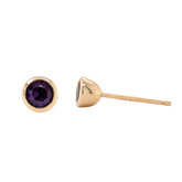 10K Yellow Gold Amethyst Bezel Studs